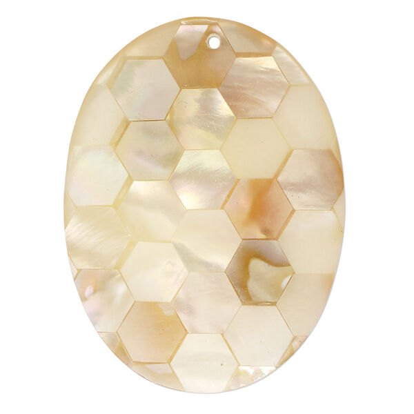 Focal, black lip shell / gold lip shell / mother-of-pearl shell (assembled), 38x28mm - 40x30mm single-sided oval, Mohs hardness 3-1/2. Sold individually. image number 0