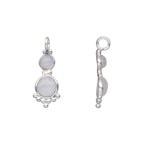 Rainbow moonstone / sterling silver 1pkg1, round drop natural 21.5x8mm image number 0