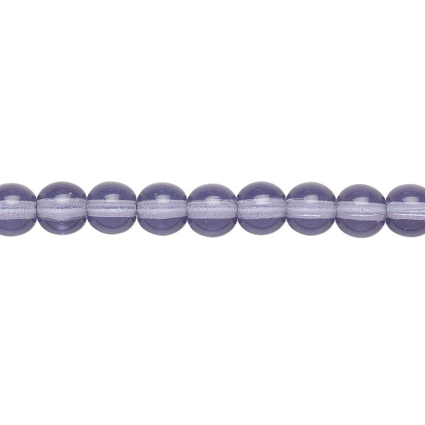 Bead, Czech glass druk, transparent lilac, 6mm round. Sold per 15-1/2" to 16" strand, approximately 65 beads. image number 0