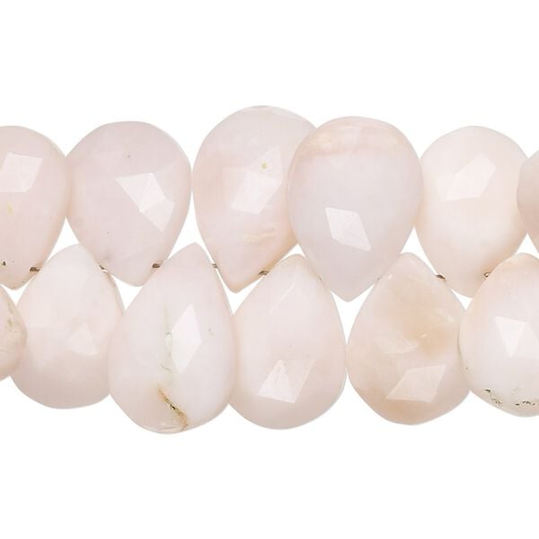 Pink opal 1pkg1, hand-cut top-drilled faceted puffed teardrop bead natural 8 inch 12x9mm-17x13mm image number 0