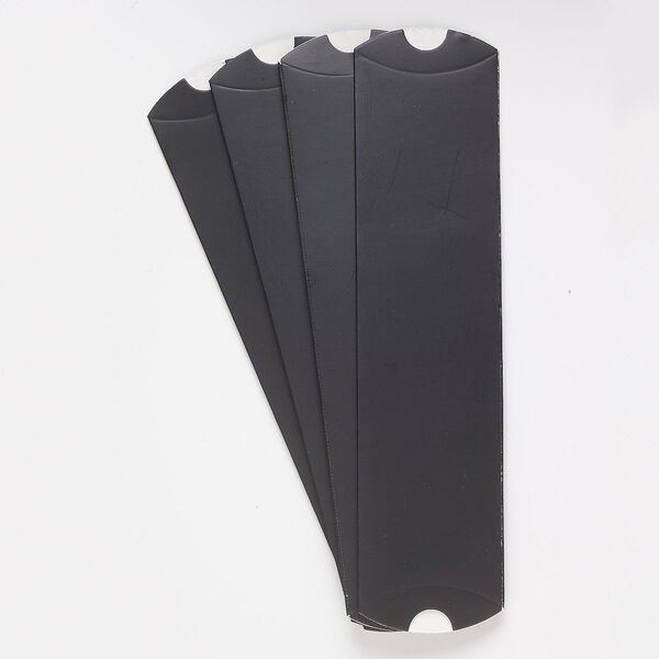 Gift box necklace pillow, paper, black, 8-3/4 x 2 x 1 inches. Sold per pkg of 8. image number 0
