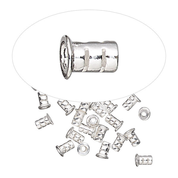 Crimp, sterling silver, 4x3mm tube, 1.4mm inside diameter. Sold per pkg of 10. image number 0