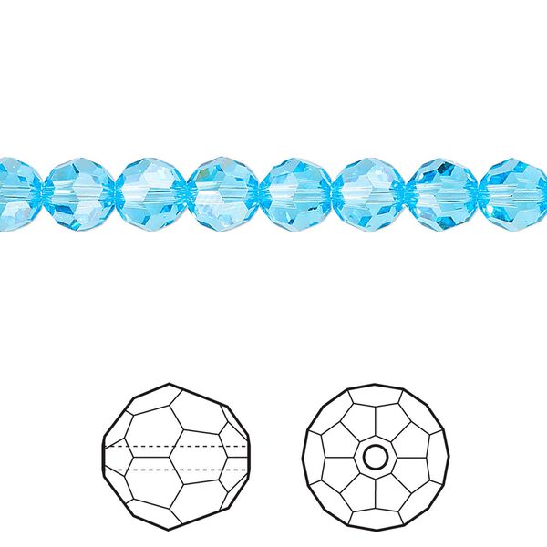 Bead 12pk aquamarine, Crystal Passions® 6mm round 5000 image number 0