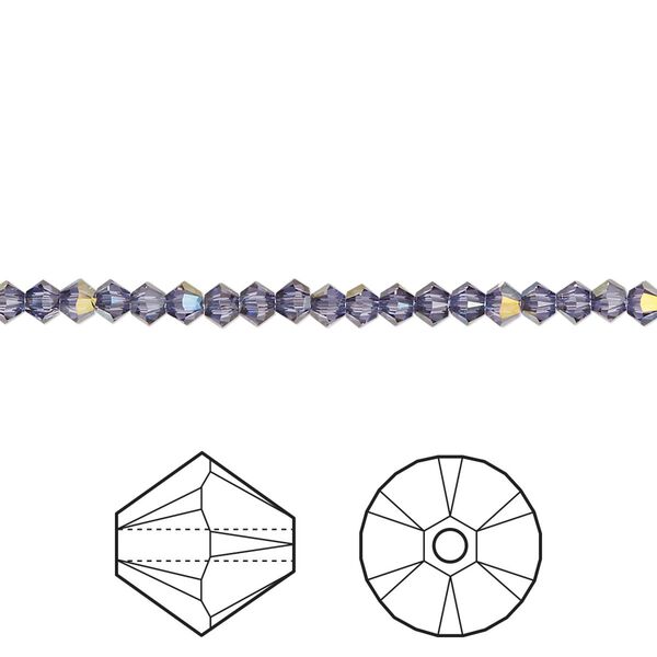 Bead 144pk tanzanite starlight, Crystal Passions® 3mm bicone 5328 image number 0
