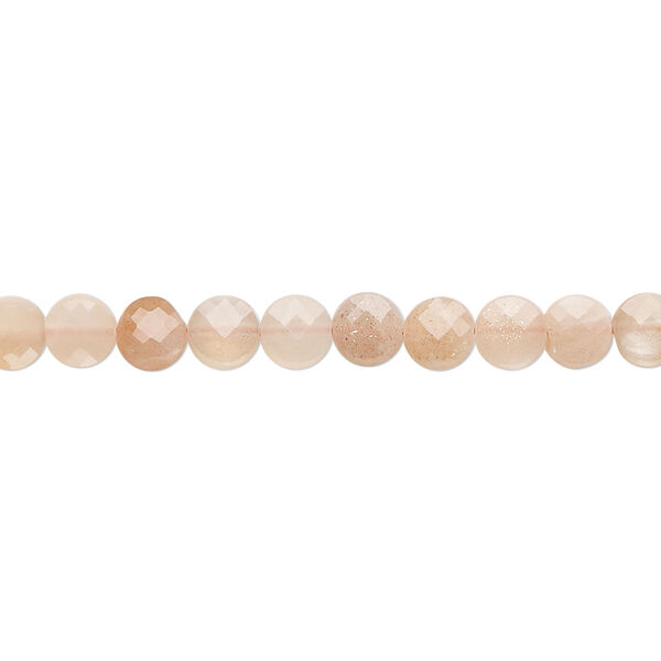 Sunstone 1pkg1, faceted flat round bead natural 15.5 inch 4.9-5.2mm image number 0