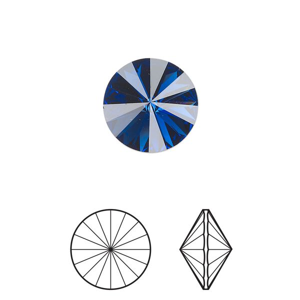 Chaton 4pk dark sapphire foil back, Crystal Passions® Regenerated 14mm rivoli 1122 image number 0