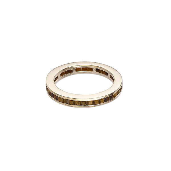 Ring, tigereye (natural) and gold-finished sterling silver, 4mm wide, size 10. Sold individually. image number 0