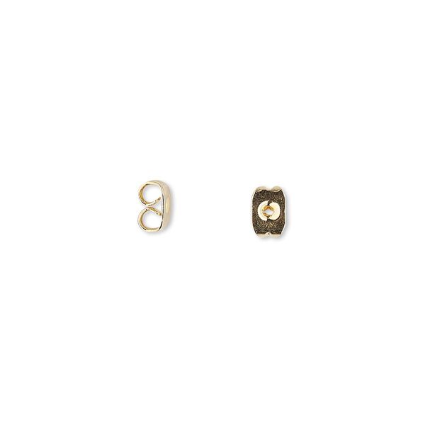 Earnut 1pkg100 gold-plated, 5.5x4mm square, brass 50 pair image number 0
