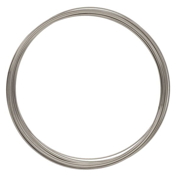 Memory wire, stainless steel, 3-5/8 inch necklace, 0.6-0.75mm thick. Sold per 1-ounce pkg, approximately 30 loops. image number 0