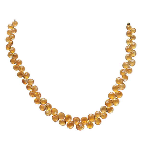Golden citrine 1pkg1, hand-cut top-drilled faceted puffed teardrop bead 8 inch graduated 4-7mm image number 0
