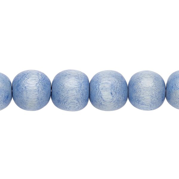 Bead, Taiwanese cheesewood (dyed / waxed), light blue, 9-10mm round. Sold per pkg of (2) 15-1/2" to 16" strands. image number 0