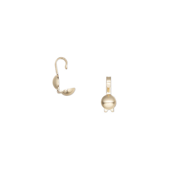 Bead tip, 14Kt gold-filled, 9x4.5mm bottom clamp-on with open loop. Sold per pkg of 2. image number 0