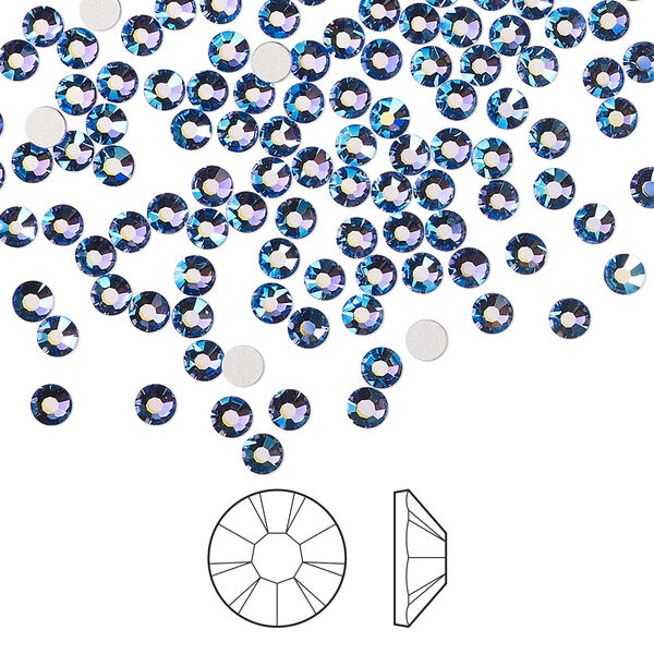Flat back 144pk blue violet AB foil back, Preciosa MAXIMA Czech crystal rhinestone 2.7-2.9mm chaton rose round SS10 image number 0