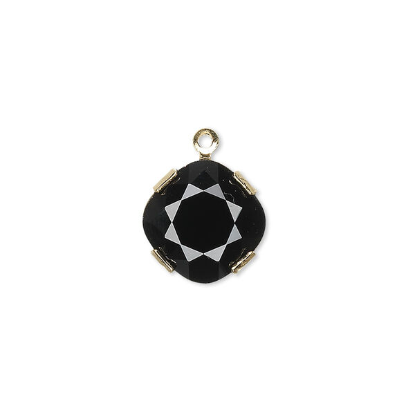 Drop 1pk jet gold plate, Crystal Passions® 13mm diamond 18704 image number 0