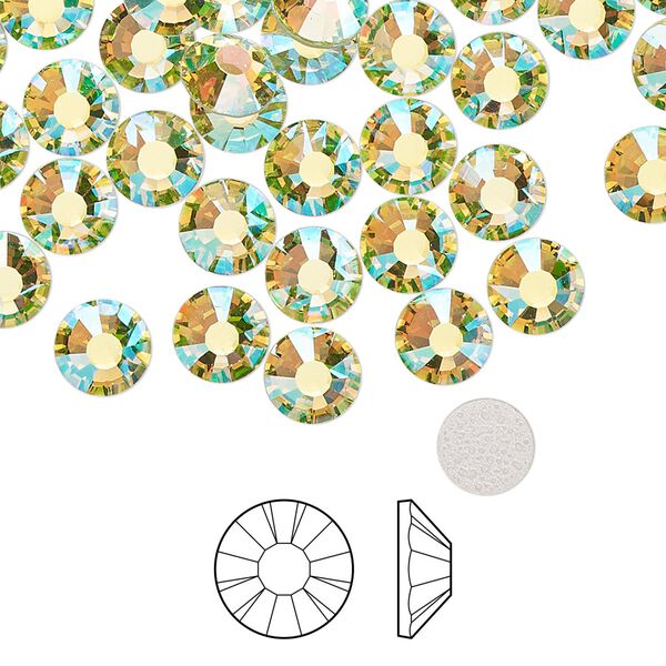 Flat back 288pk limecicle AB foil back, Preciosa MAXIMA Czech crystal hotfix rhinestone 6.3-6.5mm chaton rose round SS30 image number 0