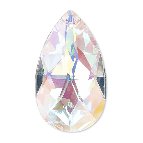 Suncatcher 4pk clear AB, Asfour Crystal 37x21mm top-drilled faceted flat teardrop image number 0