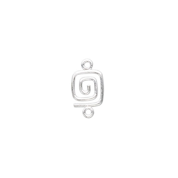 Link, sterling silver, 9x7mm square swirl. Sold per pkg of 2. image number 0