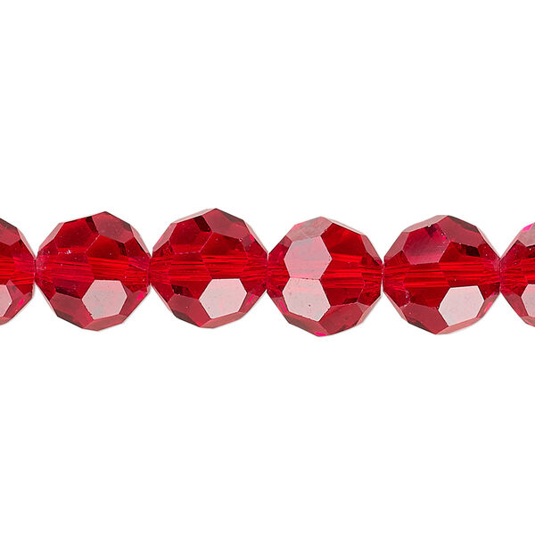 Bead 1pk 32 facets transparent red, Celestial Crystal® 10mm round 15.5-16 inch image number 0