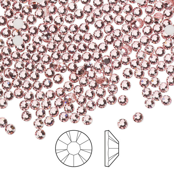 Flat back 1440pk light rose foil back, Preciosa MAXIMA Czech crystal rhinestone 2.5-2.7mm chaton rose round SS9 image number 0