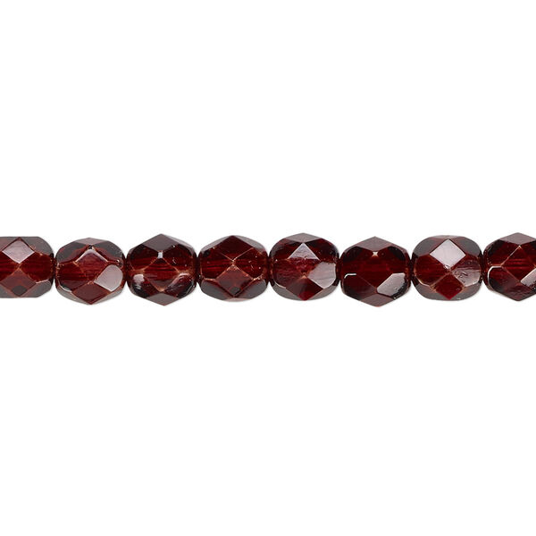 Bead, Czech fire-polished dipped décor glass, brown, 6mm faceted round. Sold per 15-1/2" to 16" strand, approximately 65 beads. image number 0