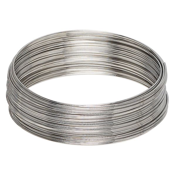 Memory wire, imitation rhodium-plated high carbon steel, 2-1/4 inch bracelet, 0.7mm thick. Sold per 1-ounce pkg, approximately 46 loops. image number 0