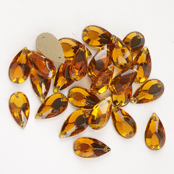 Sew-on 24pk topaz foil back, vintage Preciosa Czech crystal 20x11mm teardrop image number 0