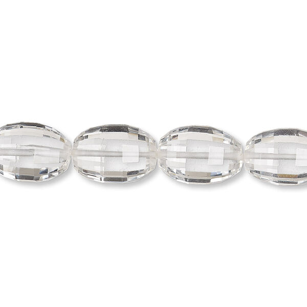 Quartz crystal 1pkg10, hand-cut faceted oval bead natural 10x7mm-13x9mm image number 0