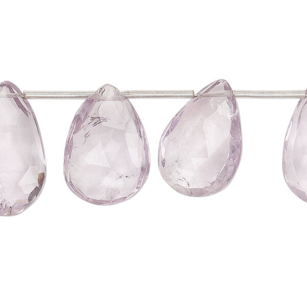Lavender amethyst 1pkg14, hand-cut top-drilled faceted puffed teardrop bead natural 15x12mm-23x13mm image number 0