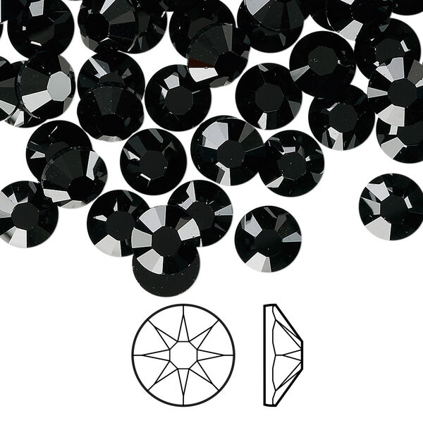 Flat back 144pk jet foil back, Swarovski® 7.07-7.27mm rose round SS34 2088 image number 0