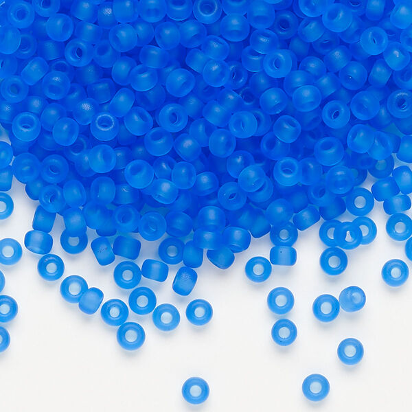 Seed bead, Miyuki, glass, pkg/50g, #8 rocaille, translucent matte sapphire (RR-150F). image number 0