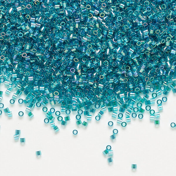 Seed bead, Delica®, glass, pkg/50g, #15 round, translucent rainbow teal (DBS-1248). image number 0