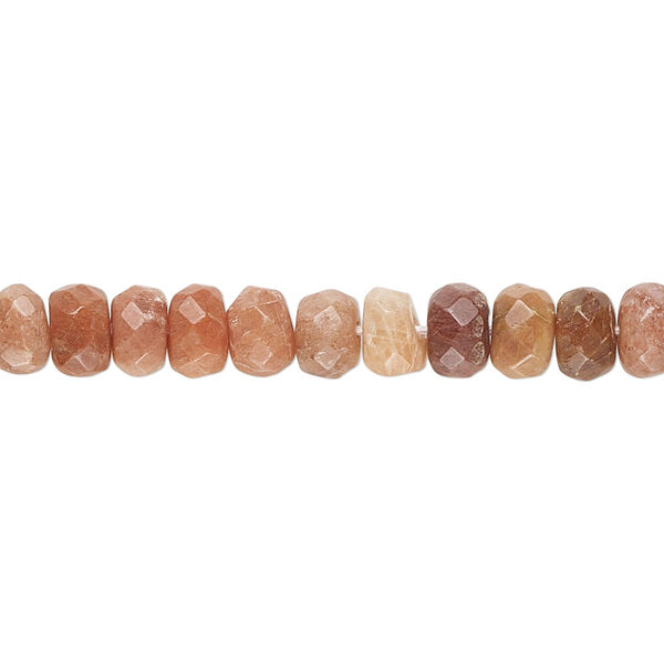 Peach feldspar 1pkg1, hand-cut faceted rondelle bead natural 14 inch 5x3mm-6x4mm image number 0