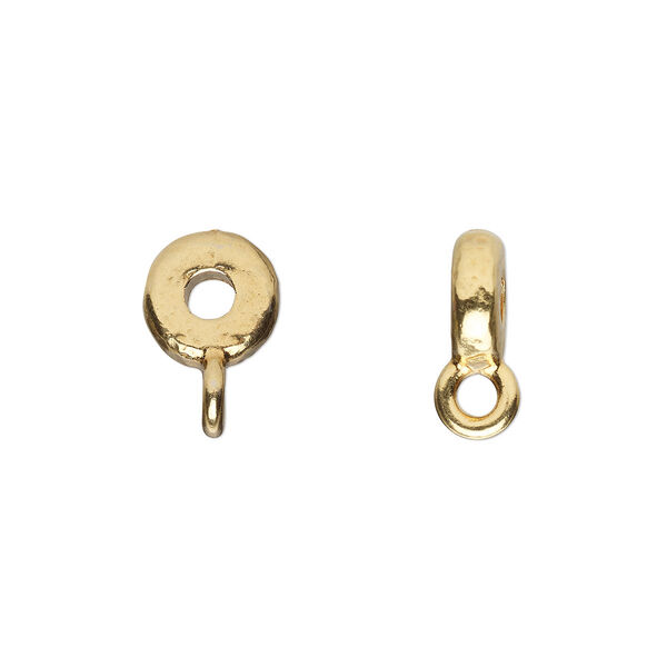 Bead, TierraCast®, "Soulful Spirit" collection, gold-plated pewter (tin-based alloy), 8x3mm hammered rondelle with closed loop. Sold per pkg of 4. image number 0