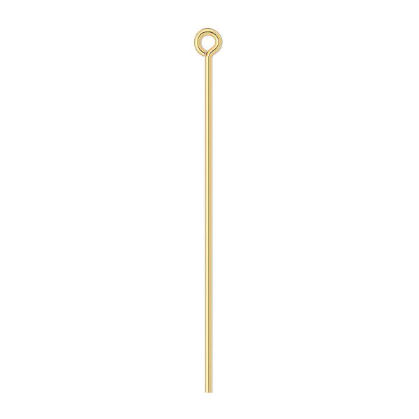 Eye pin, gold-plated brass, 1-1/2 inches, 21 gauge. Sold per pkg of 1,000. image number 0