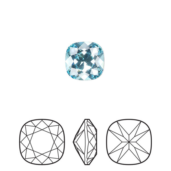 Fancy stone 144pk aqua bohemica foil back, Preciosa MAXIMA Czech crystal rhinestone 10mm cushion square image number 0
