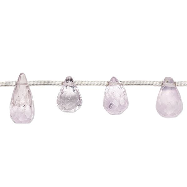 Lavender amethyst 1pkg17, hand-cut top-drilled faceted teardrop bead natural 9x5mm-12x6mm image number 0