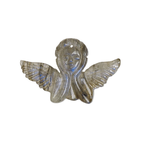 Labradorite 1pkg1, hand-cut top-drilled angel focal natural 29x19mm-31x21mm image number 0