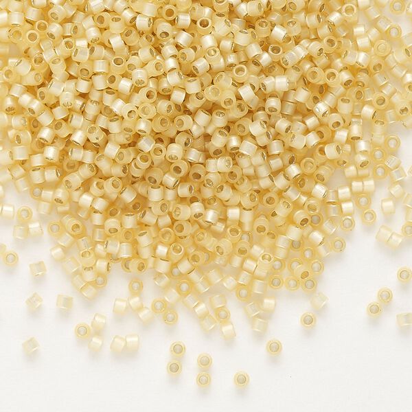 Seed bead, Delica®, glass, pkg/50g, #11 round, translucent silver-lined light apricot (DB-0621). image number 0