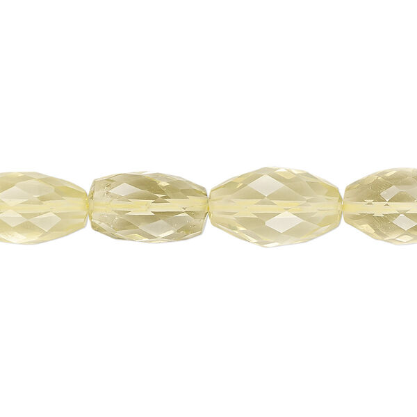 Lemon quartz 1pkg1, hand-cut faceted oval / faceted puffed oval bead 8 inch 13x8mm-16x10mm image number 0