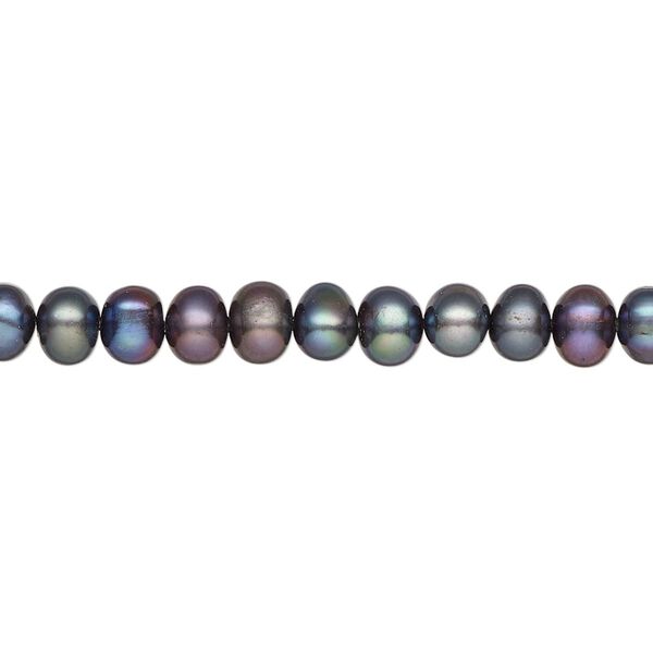 Pearl, cultured freshwater pearl (dyed), iris blue, 4-6mm semi-round, C grade, Mohs hardness 2-1/2 to 4. Sold per 15" strand, approximately 90 beads. image number 0