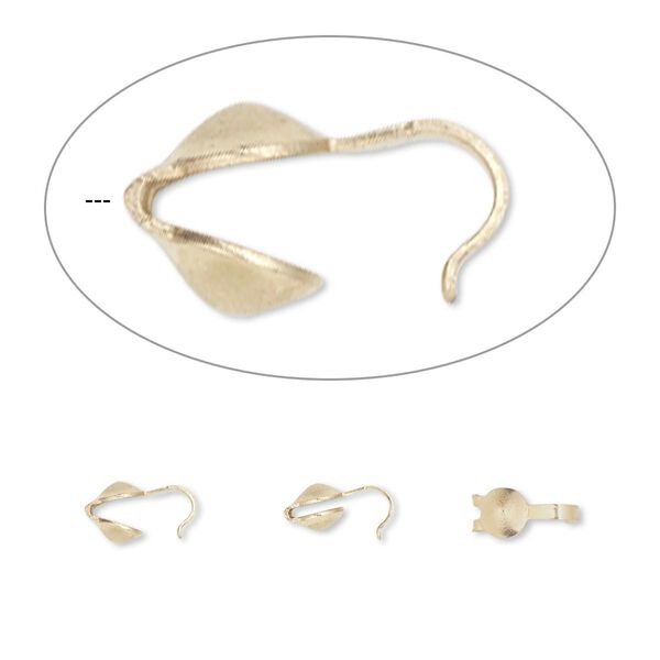 Bead tip, 14Kt gold-filled, 7x3.5mm bottom clamp-on with 0.029-inch hole. Sold per pkg of 10. image number 0