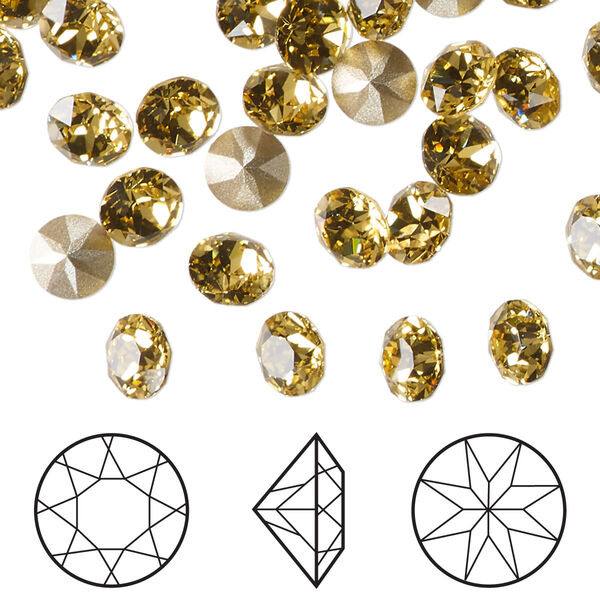 Chaton 12pk dark jonquil foil back, Crystal Passions® Regenerated 6.14-6.32mm round SS29 1088 image number 0