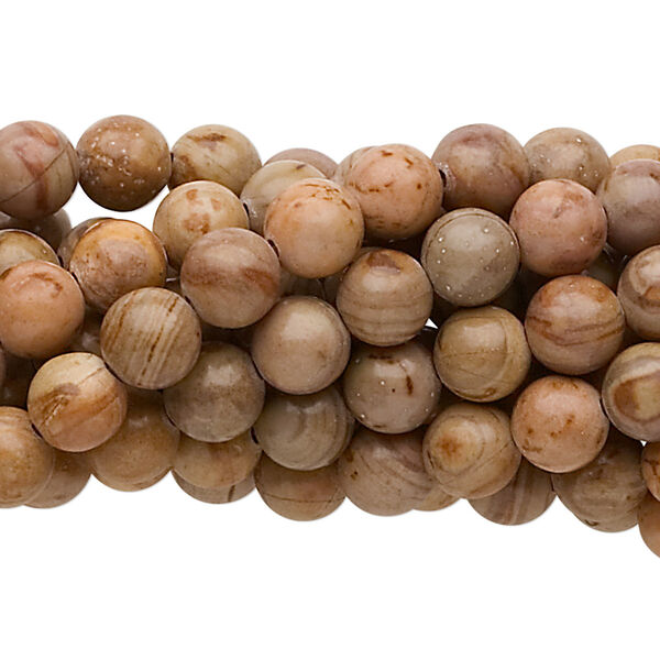 Limestone 1pkg10, round bead natural C grade, 15.5-16 inch 6mm image number 0