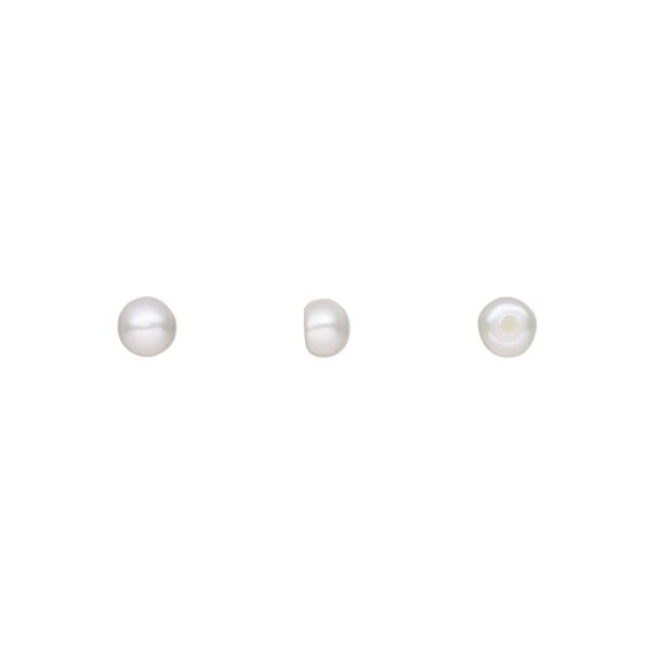 Pearl, cultured freshwater (bleached), white, 4-5mm half-drilled button, A grade, Mohs hardness 2-1/2 to 4. Sold per pkg of 2. image number 0