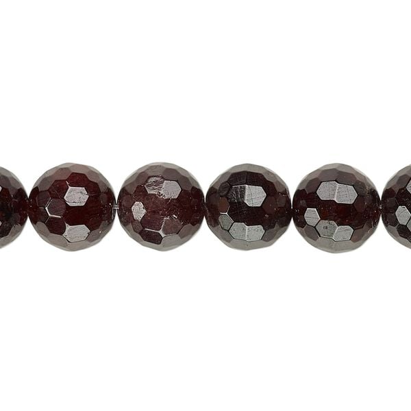 Garnet 1pkg1, faceted round bead natural, 8 inch 7-8mm image number 0