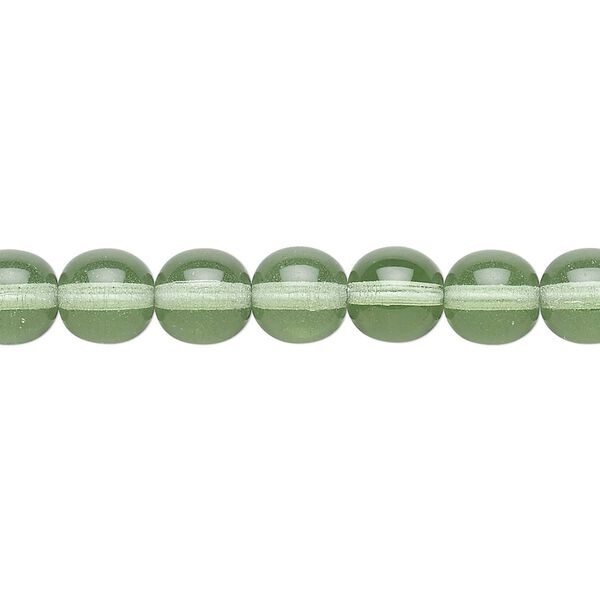 Bead, Czech glass druk, transparent mint, 8mm round. Sold per 15-1/2" to 16" strand, approximately 50 beads. image number 0