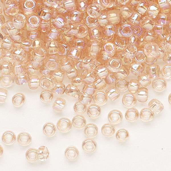 Seed bead, Dyna-Mites™, glass, transparent rainbow cream soda, #6 round. Sold per 1/2 kilogram pkg. image number 0