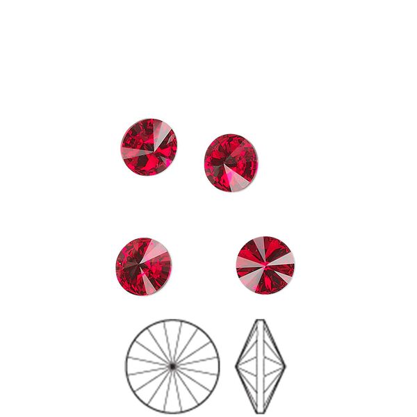 Chaton 12pk light Siam foil back, Preciosa MAXIMA Czech crystal rhinestone 6.14-6.32mm rivoli SS29 image number 0