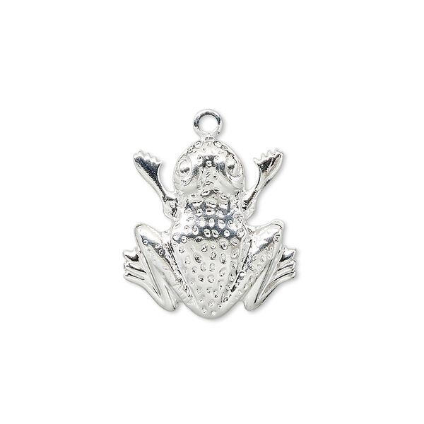 Charm, silver-plated brass, 18x17mm single-sided frog. Sold per pkg of 10. image number 0