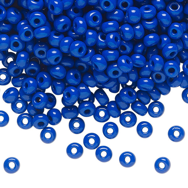 Seed bead, Preciosa Ornela Czech glass, pkg/500g, #6 rocaille, opaque blue, (33050). image number 0